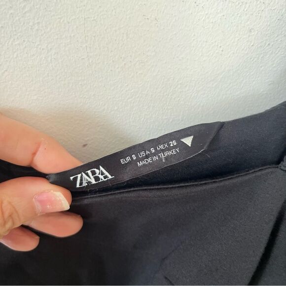 Zara Black Puff Sleeve Fitted Sweetheart Neckline Mini Dress - Picture 9 of 15